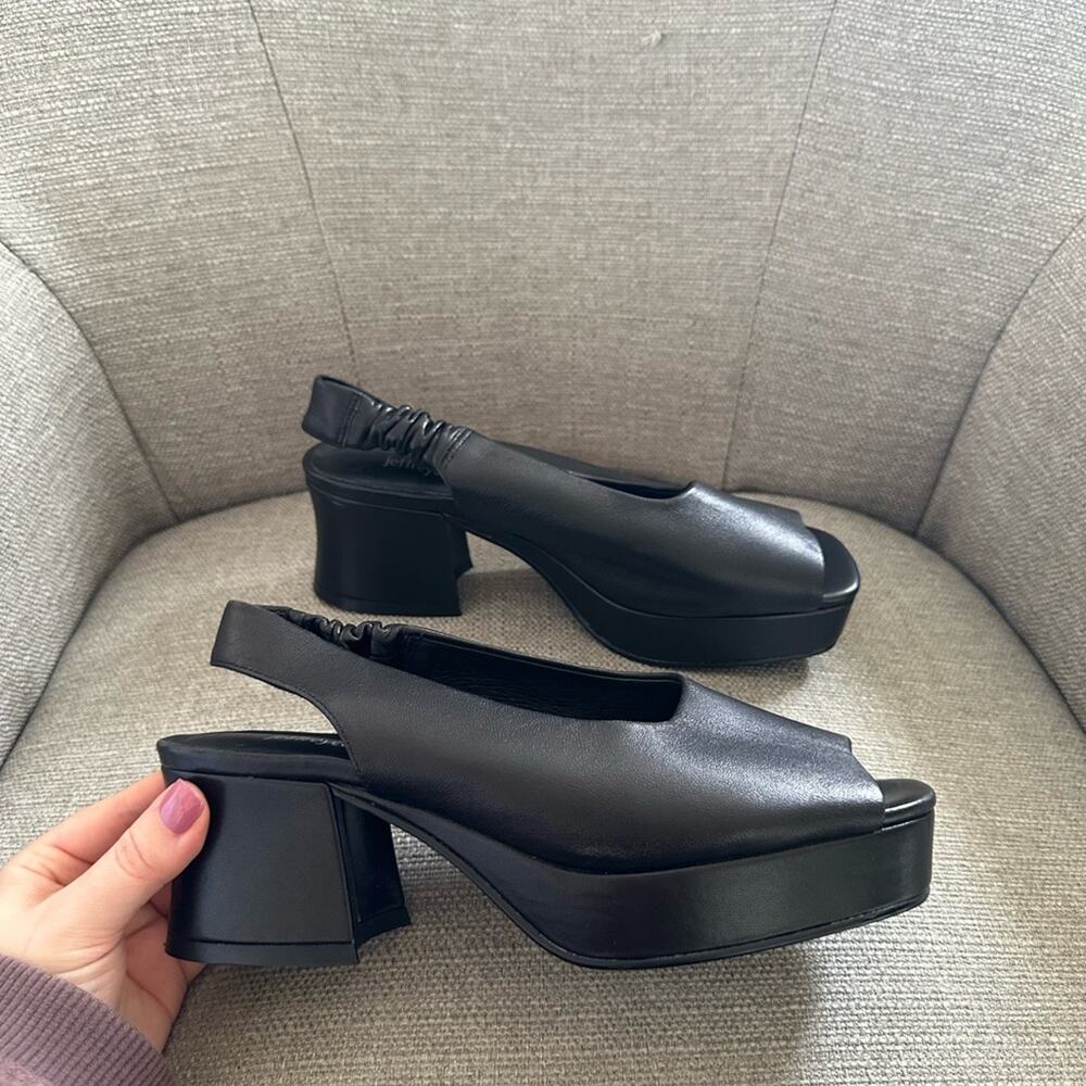 Jeffrey Campbell Black Peep-Toe Platform Slingback Heels